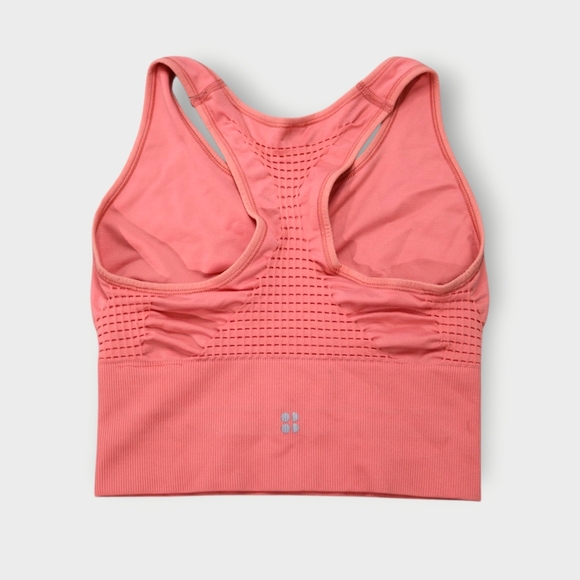 Sweaty Betty Stamina Longline Sports Bra sz M Blush Pink NWT Workout Compression - Picture 4 of 7